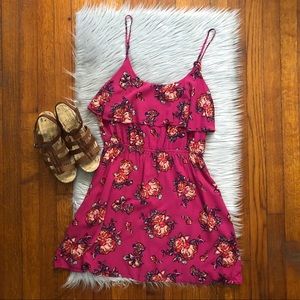 Roxy Pink Floral Ruffle Dress